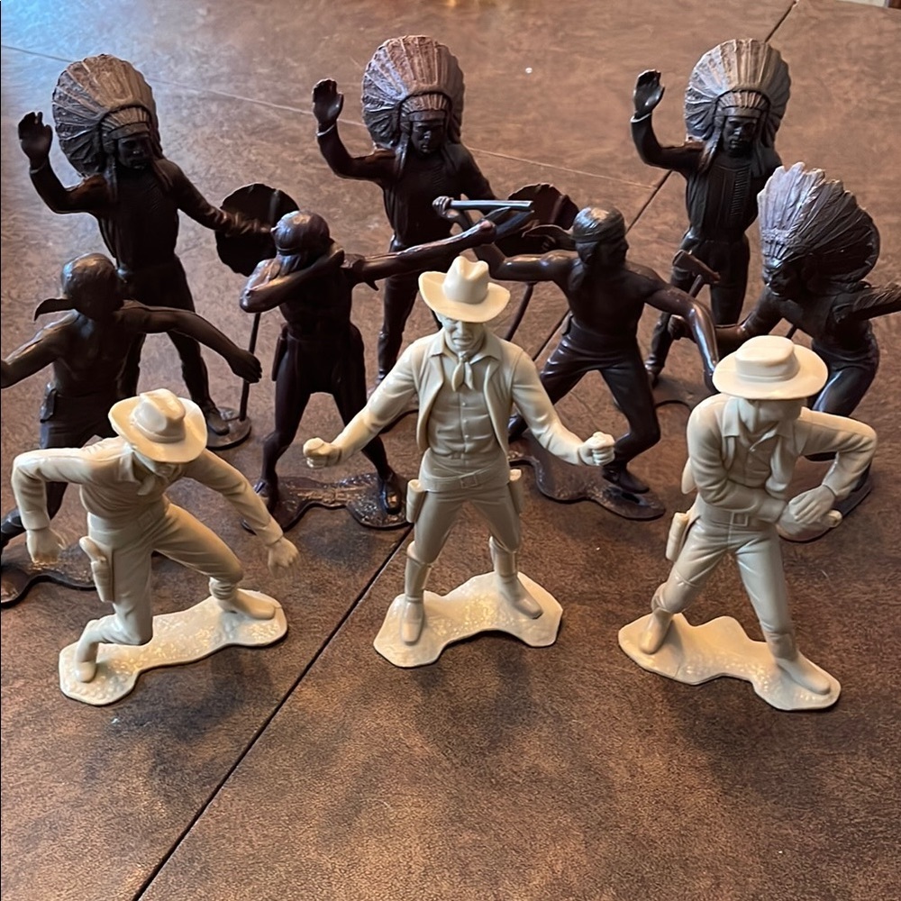 Vintage Plastimarx‎ 6” Action Figures 1960’s Lot of 10 Cowboys and Indians